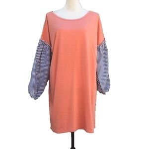 Como Blu Bell Long Sleeve Salmon Pink Tunic Dress